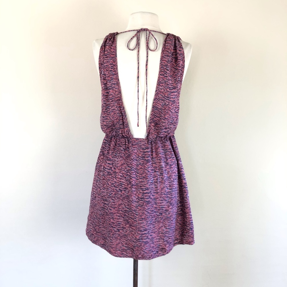 designer silk mini dress open side bust open back sheath dress abstract print - Picture 11 of 11
